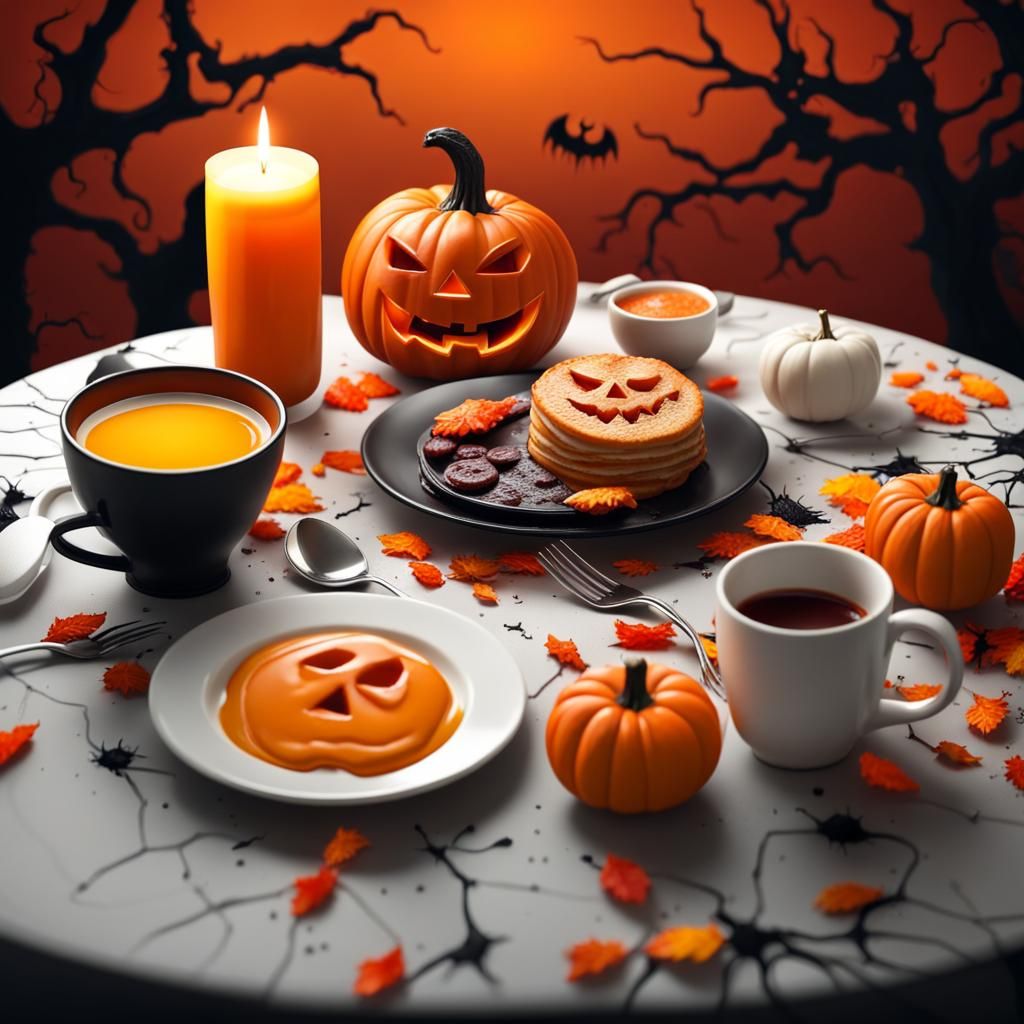 Scary Halloween Breakfast Still Life in Hyperrealism