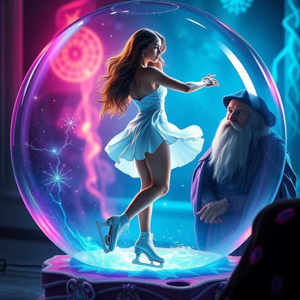 Ethereal Ice Skater in Crystal Ball, Unreal Engine 5-Inspire...