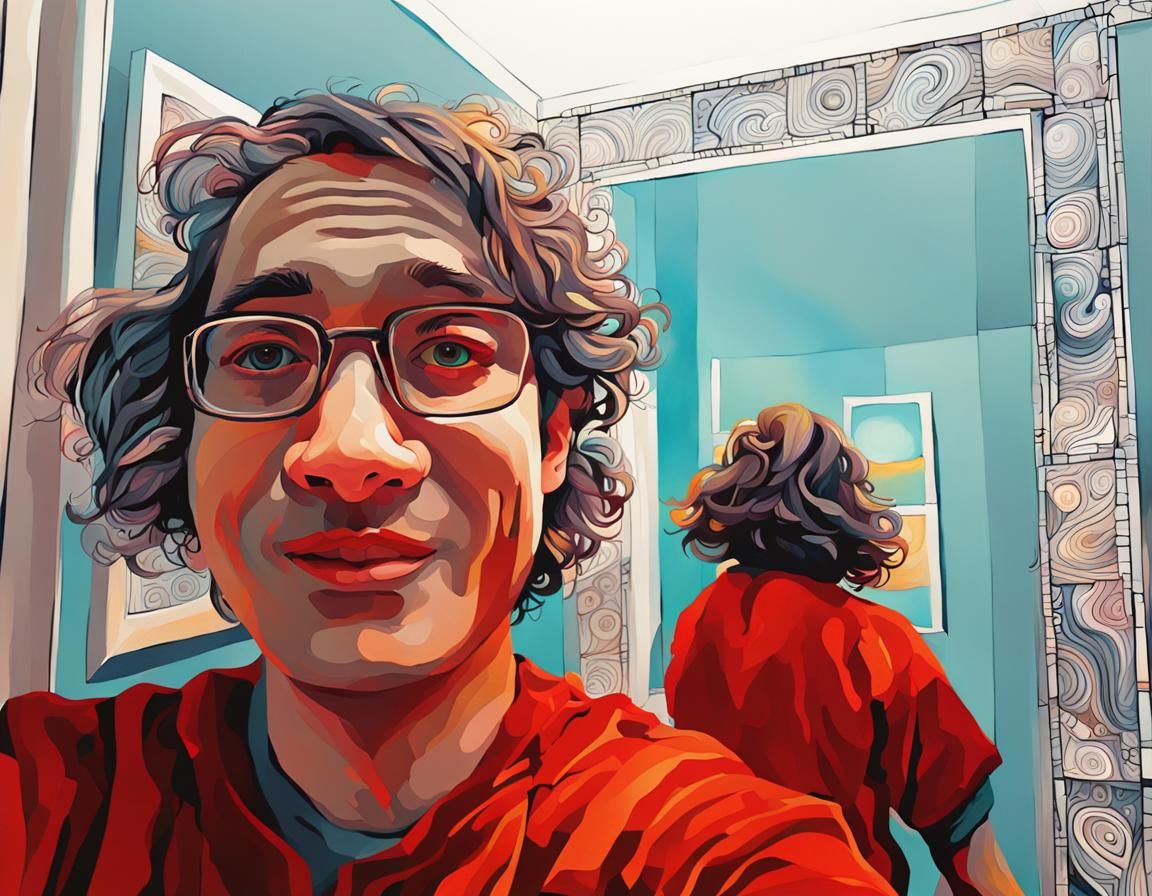 Abstract Night Selfie in Expressionist Style