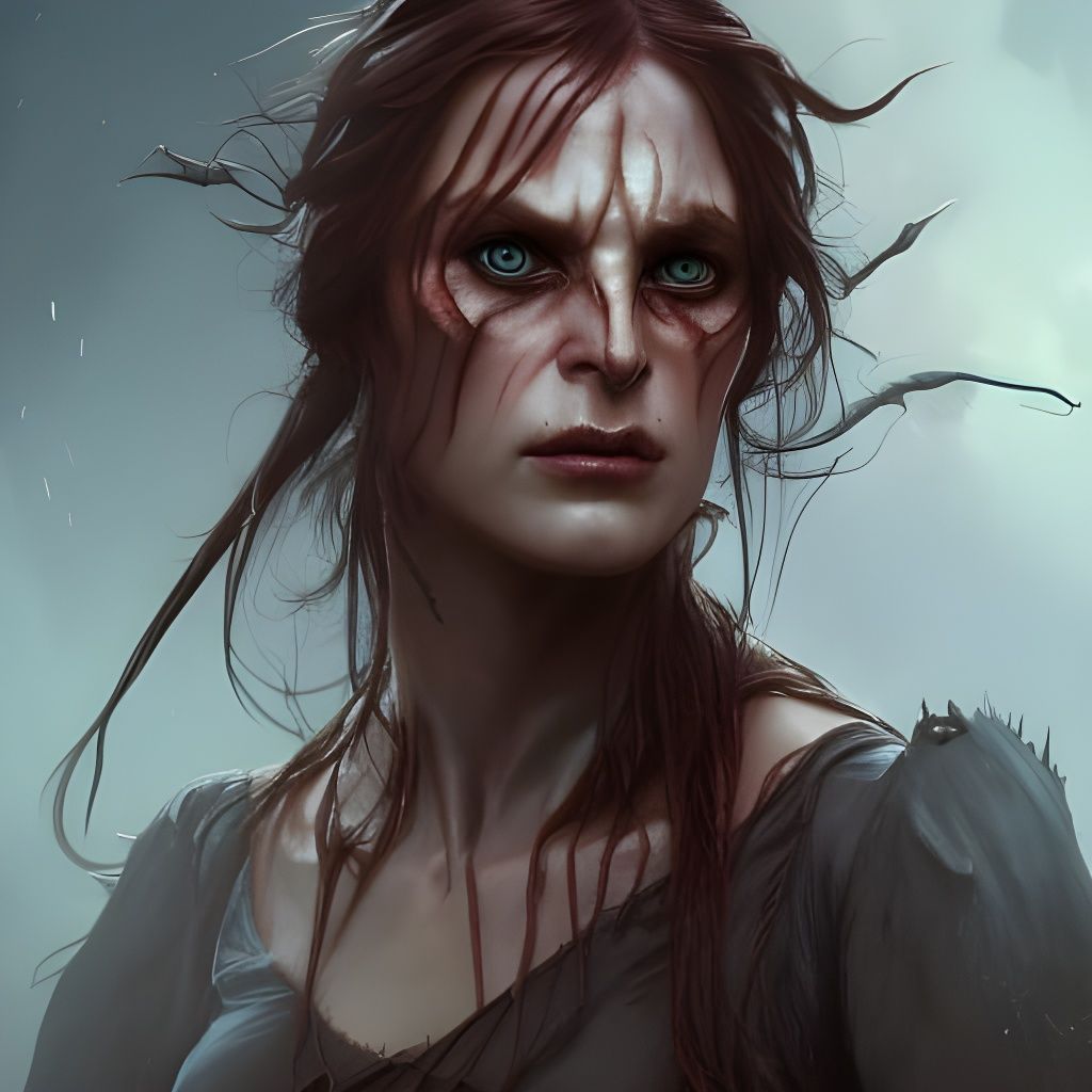 Fugitive Witch Portrait in Hyperdetailed Style