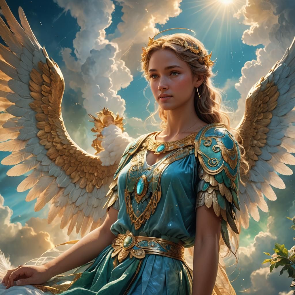 Woman Talking to Angel in Divine Light