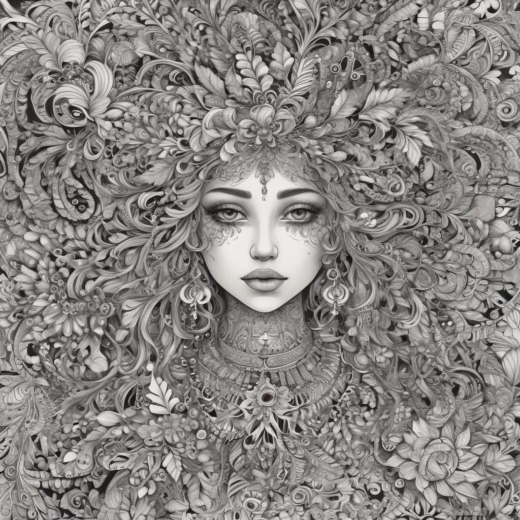 Psychedelic winter fractal zentangle royo