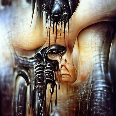 Surreal Biomechanical Agony in Visionary Style