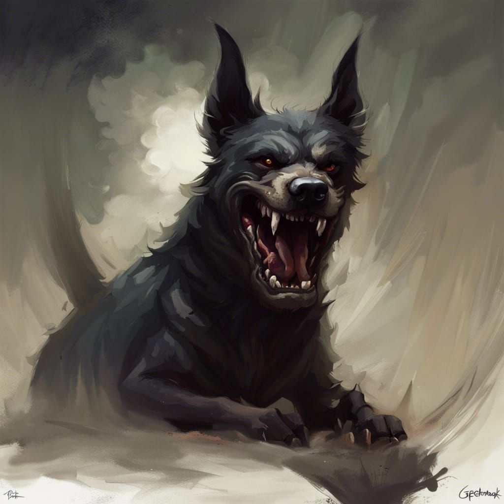 Sinister Fierce Dog Digital Painting