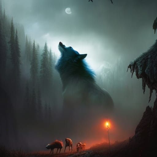 Wolf Steed Hybrid in Dark Fantasy Style