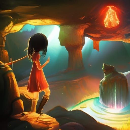 Glowing Crystals Illuminate a Vast Cave Interior