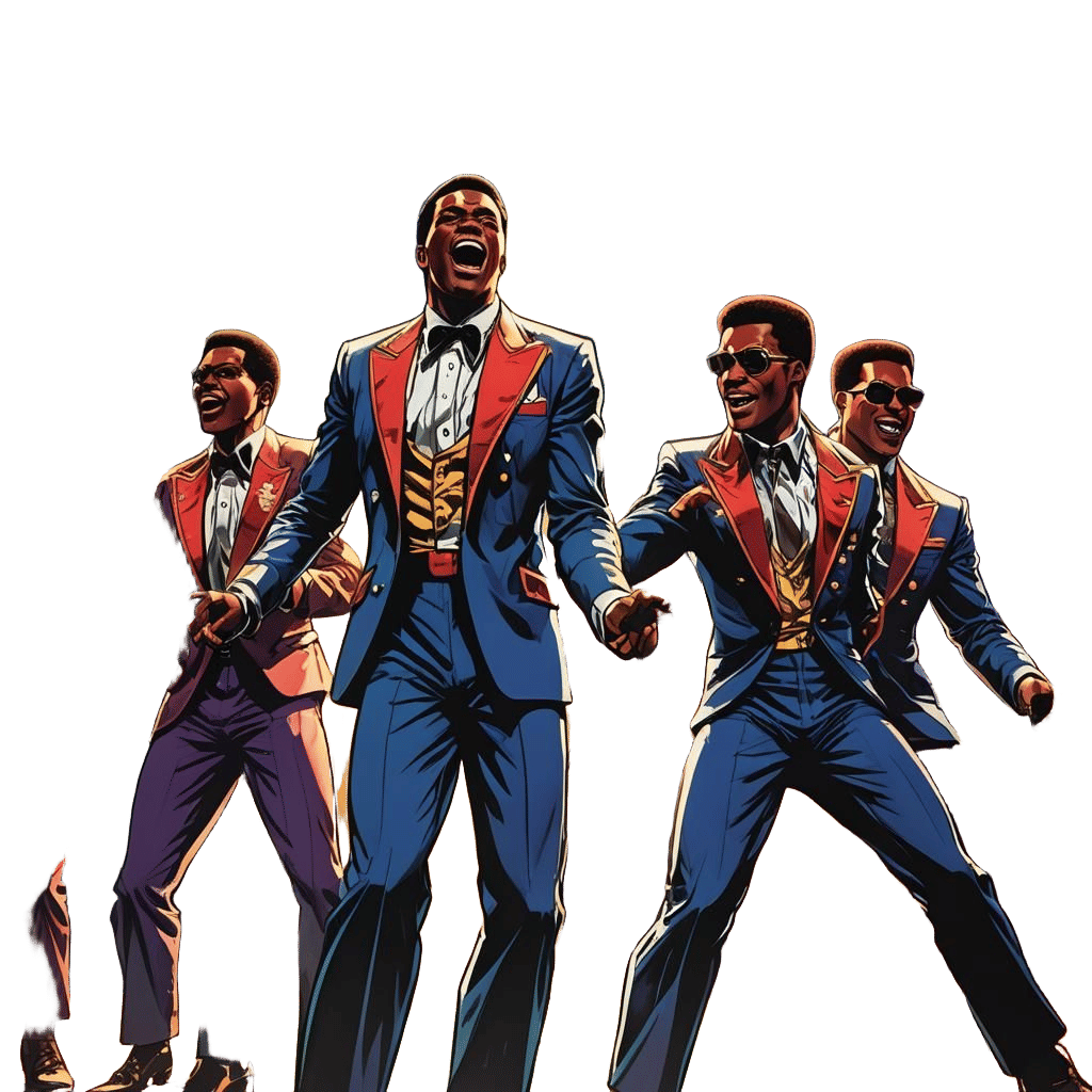 Motown Soul Group in Comic Book Art Style