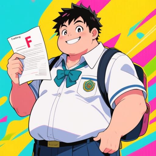 Anime Student with Failing Grade in Manga Style