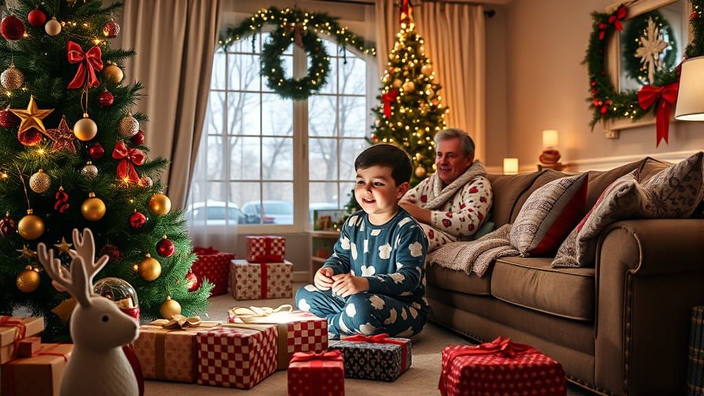 Joyful Christmas Morning in Photorealistic Style