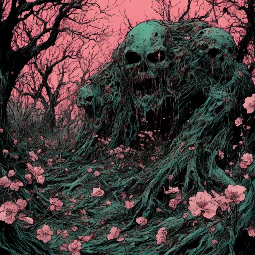 Macabre Demonic Underworld Invasion with Cherry Blossoms
