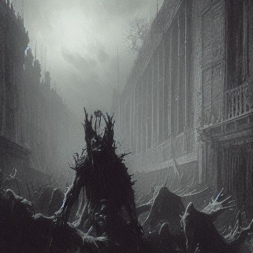 Horrifying Rat King in Engraving Style