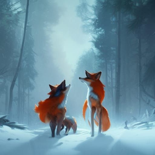 Foxes: Dynamic Hyperdetailed Concept Art