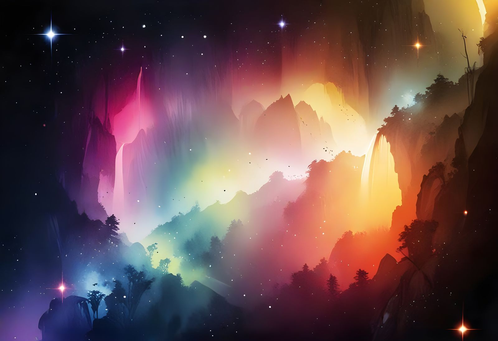 Sumi-e Japanese Style Swiss Alps Landscape