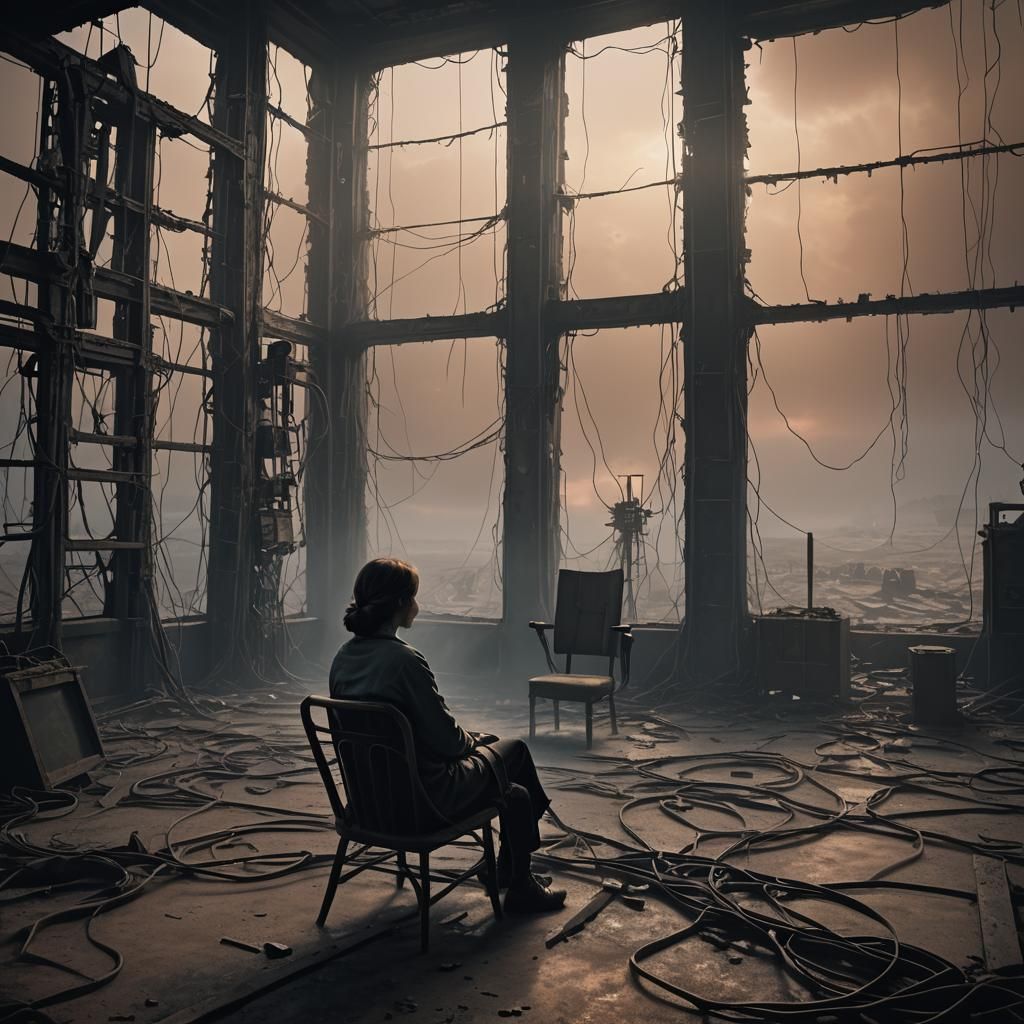 Tired Woman in Ominous Landscape: Fantasy Concept Art