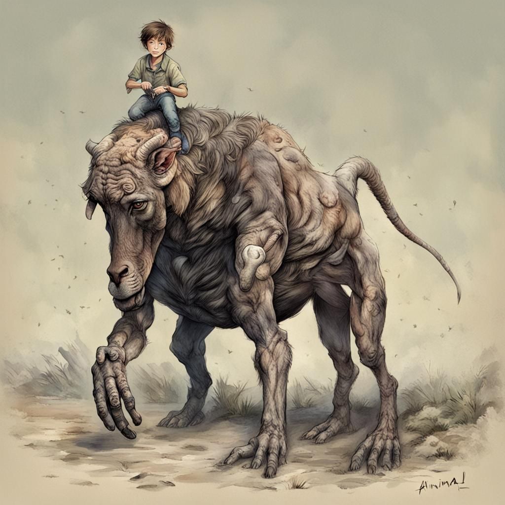 Surreal Animal-Human Hybrid Creature
