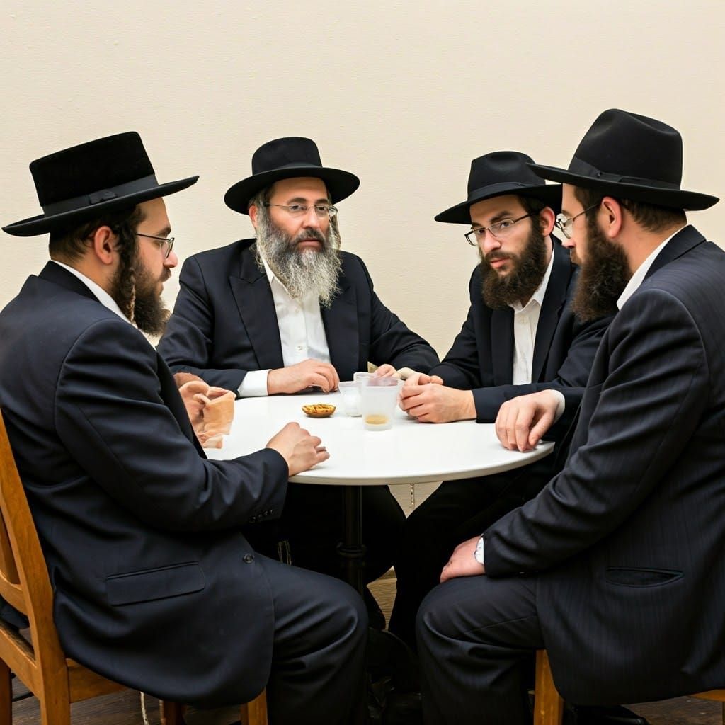 Orthodox Jewish Men Gather in Respectful Conversation