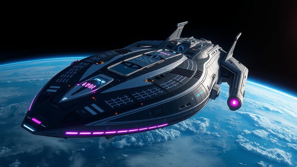 Cosmic Spacecraft Soars Beside the Earth in Vibrant, Electri...