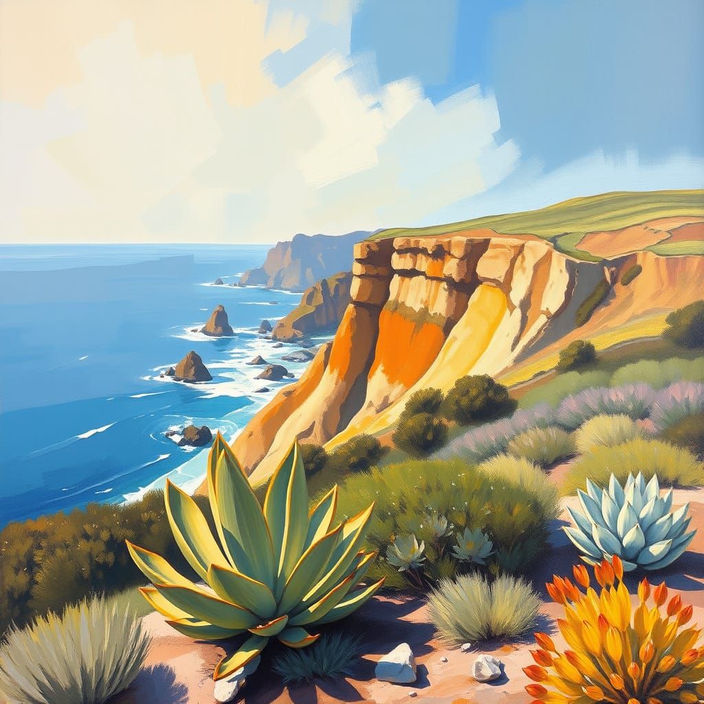 Surrealistic Agave Landscape in Modern Expressionist Style