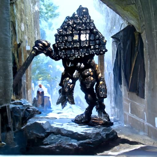 Mithril Golem in Oil Painting Style
