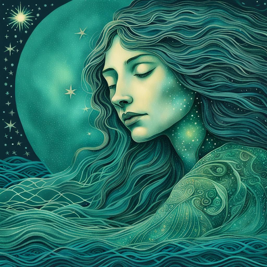 Irish Selkie Emerges from Ocean in Illuminated Manuscript St...