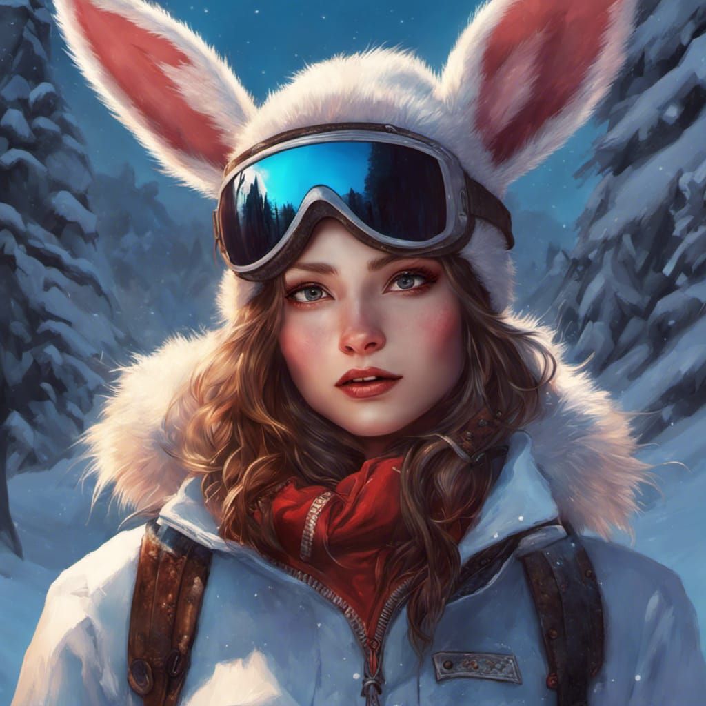 Vampire Ski Bunny Digital Illustration