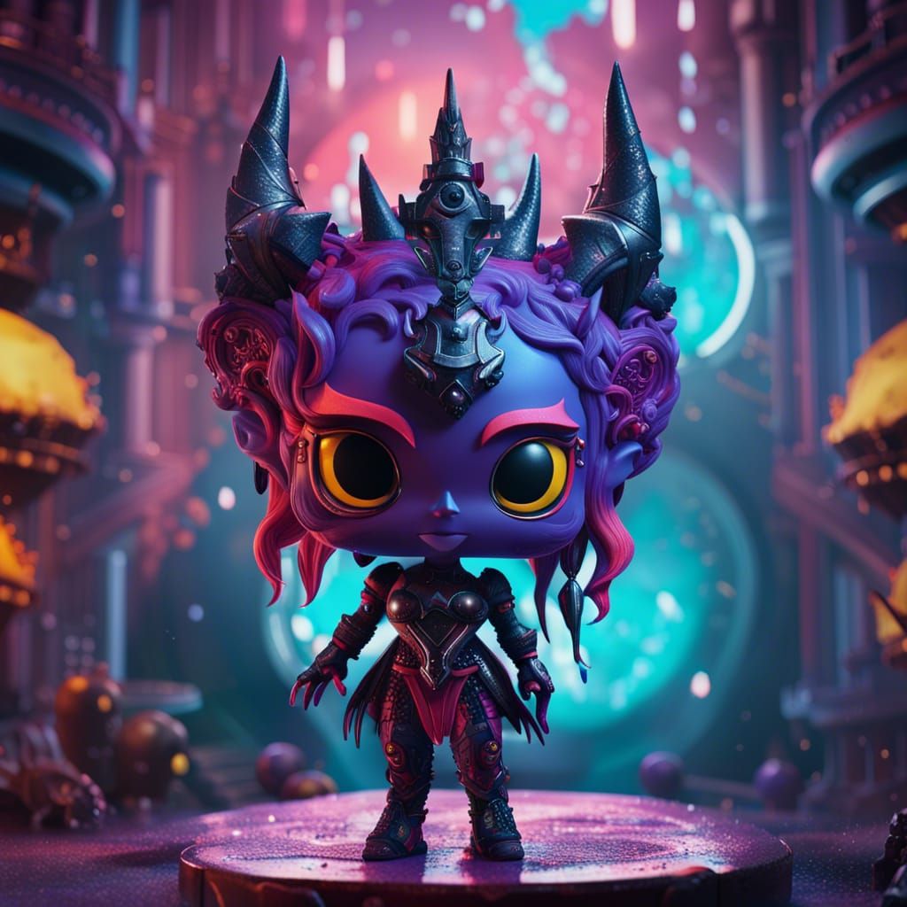 Galaxy Devil Queen Funko Pop in Cyberpunk Style