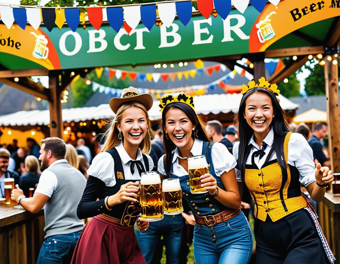 Oktoberfest Celebration in a Beer Garden