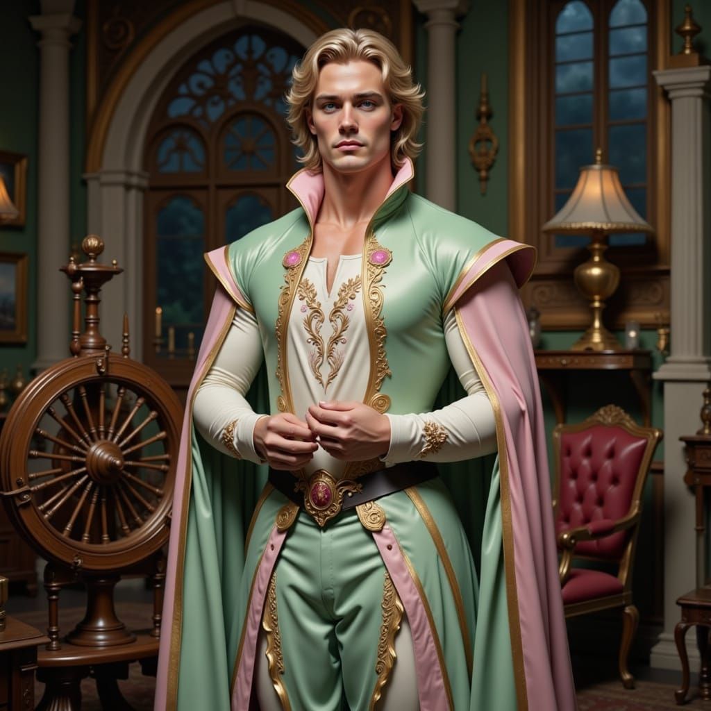 Hyperrealistic Male Aurora in Disney Style