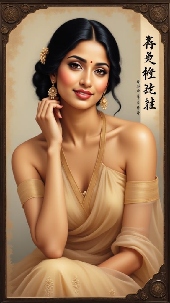 Elegant Indian Beauty in Mid-Century Style