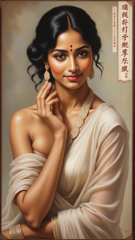 Elegant Indian Beauty in Vintage Style