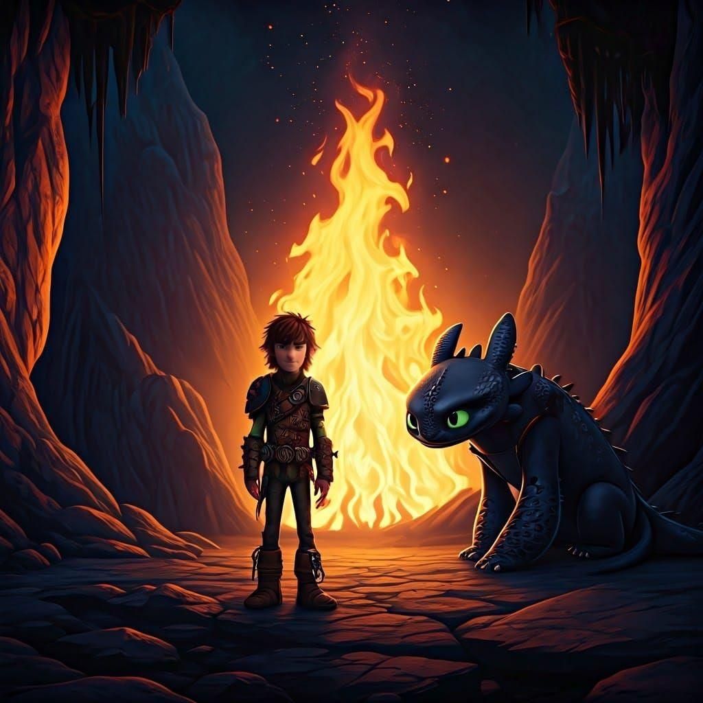 Hiccup and Toothless by Fire: Fantasy Concept Art