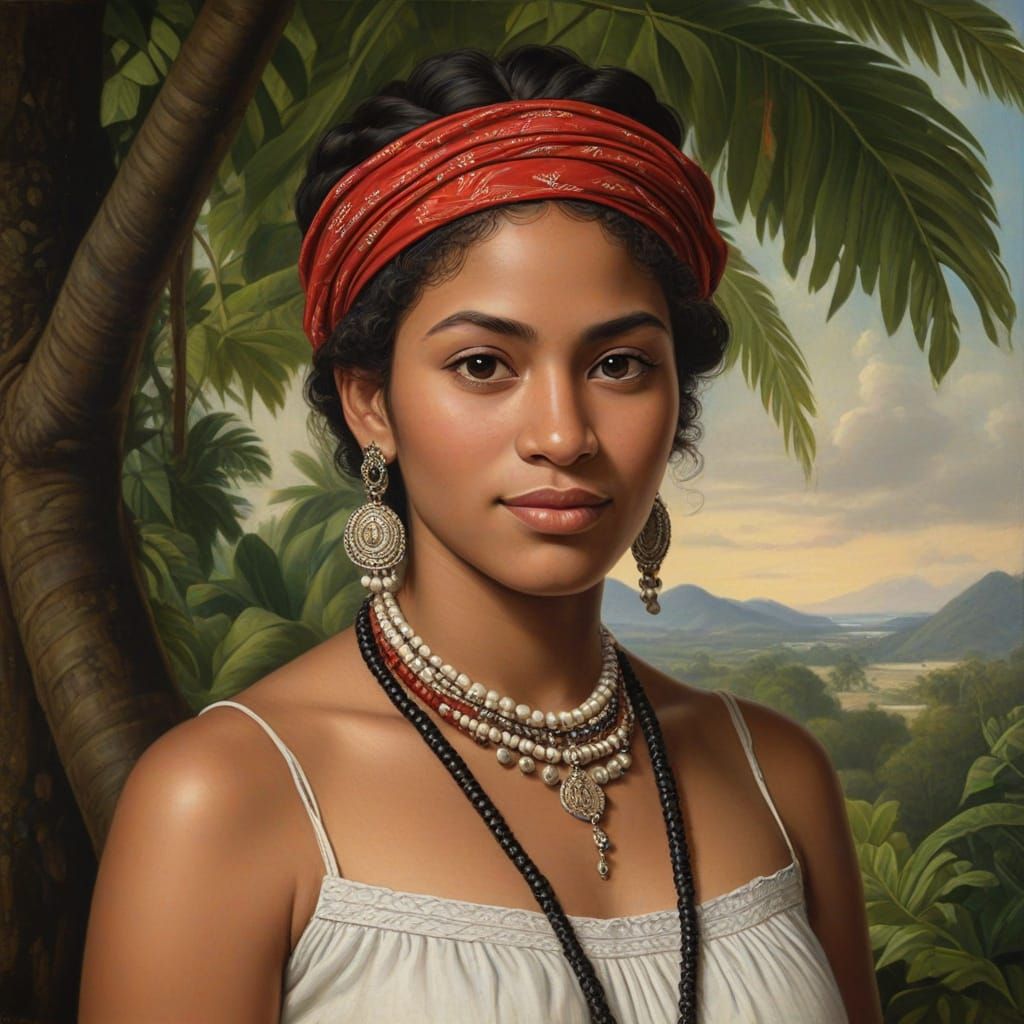 Taino Arawak Woman Portrait in Raphael Oil Painting Style