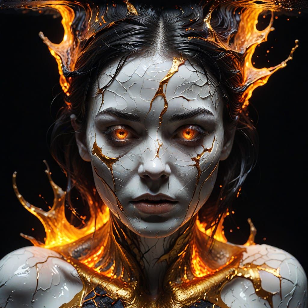 Serene Surrealist Sculpture: Melting Woman's Head in Liquid ...