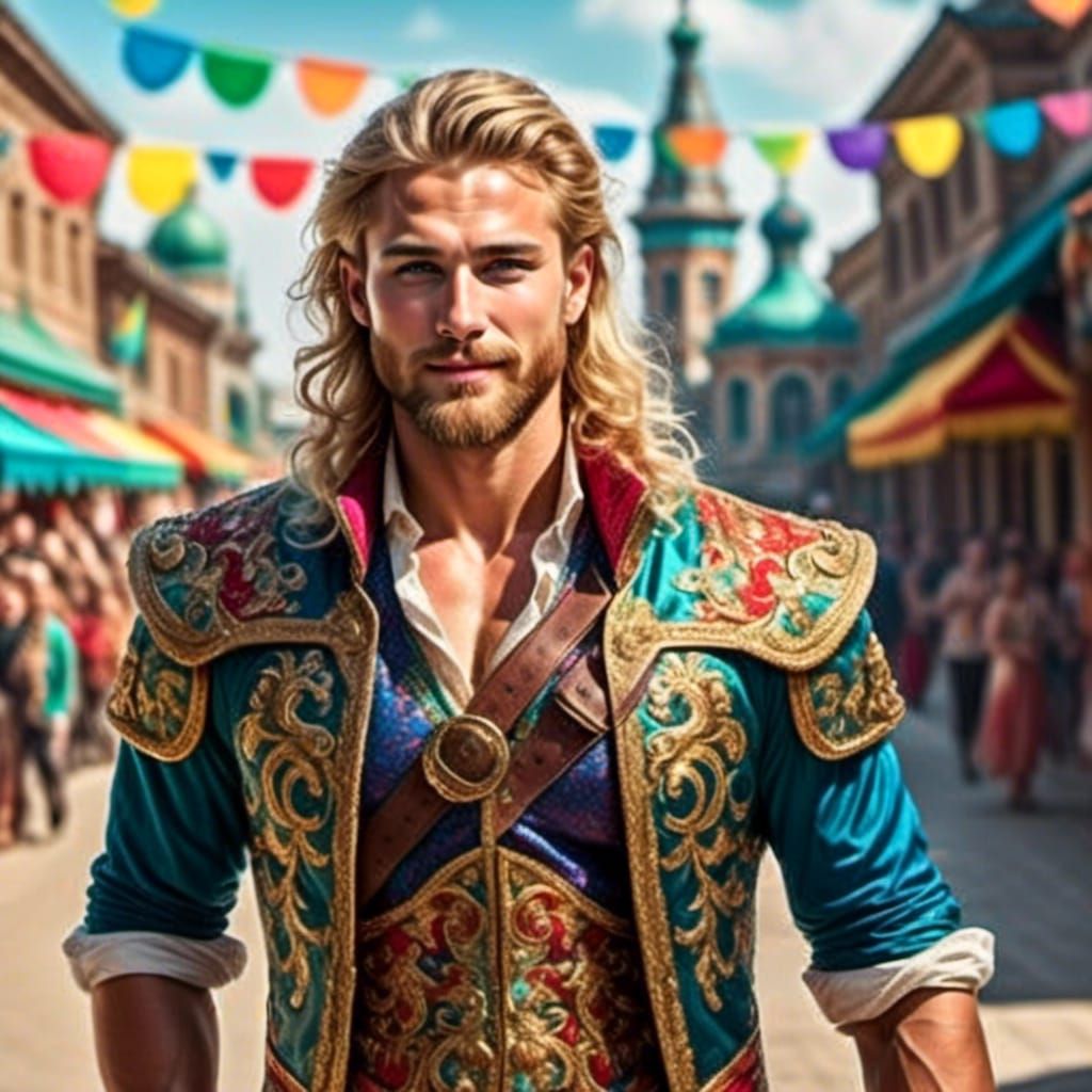 Handsome masculine man with long hair