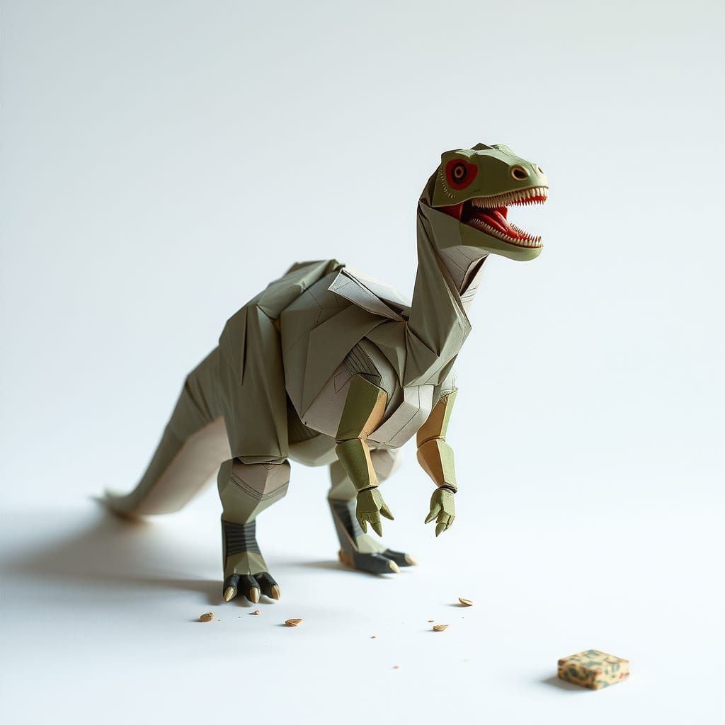 Paper Dinosaur in Digital Collage Style