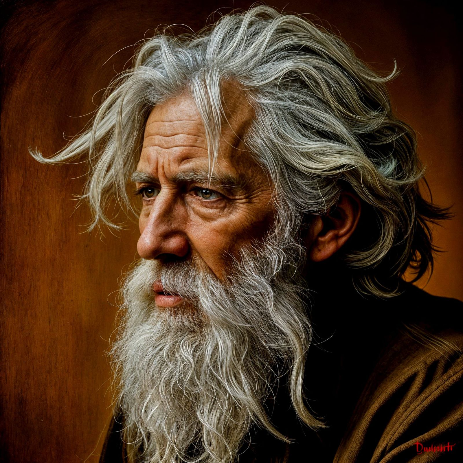 Wistful Old Sage in Renaissance Style