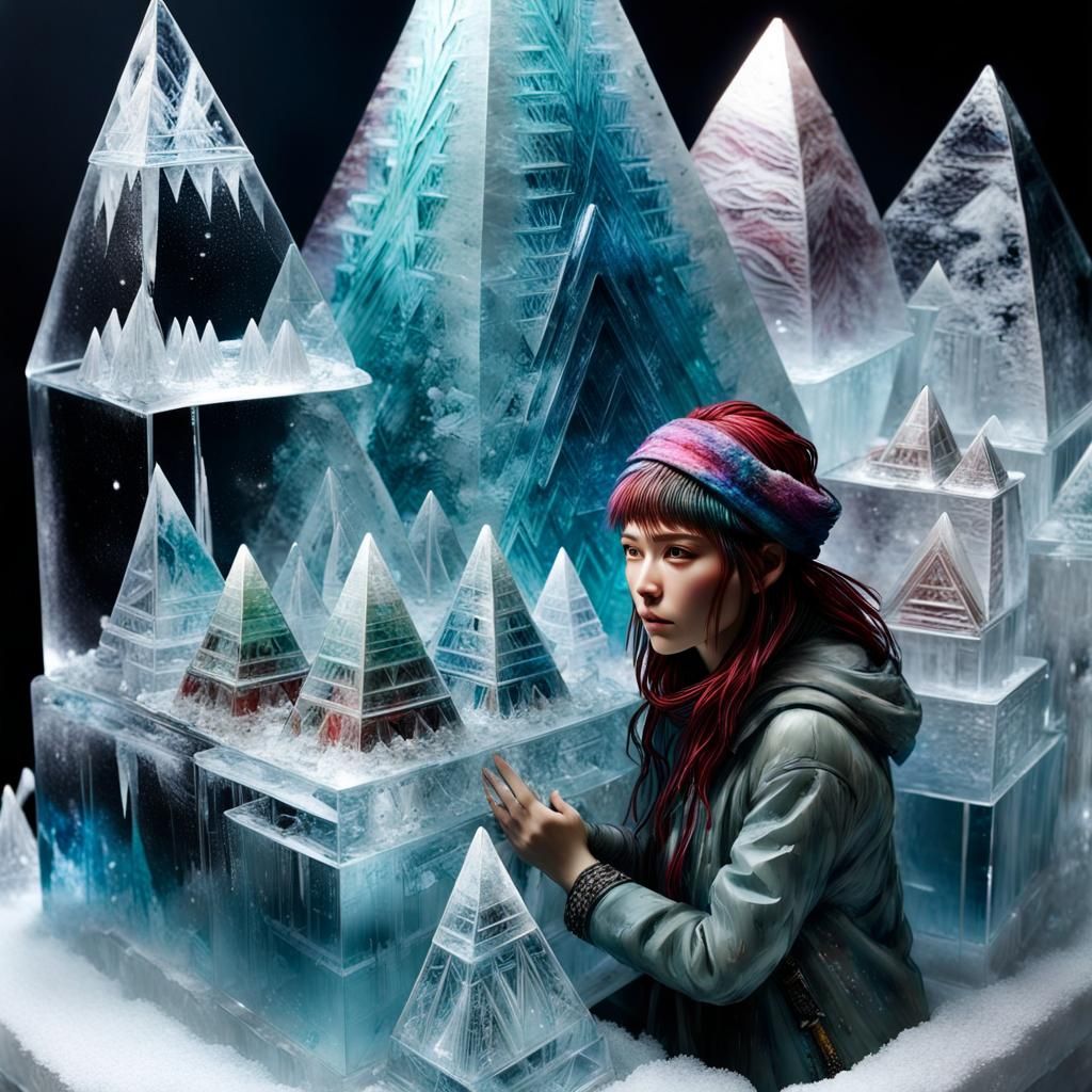 Ice sculpture pyramids