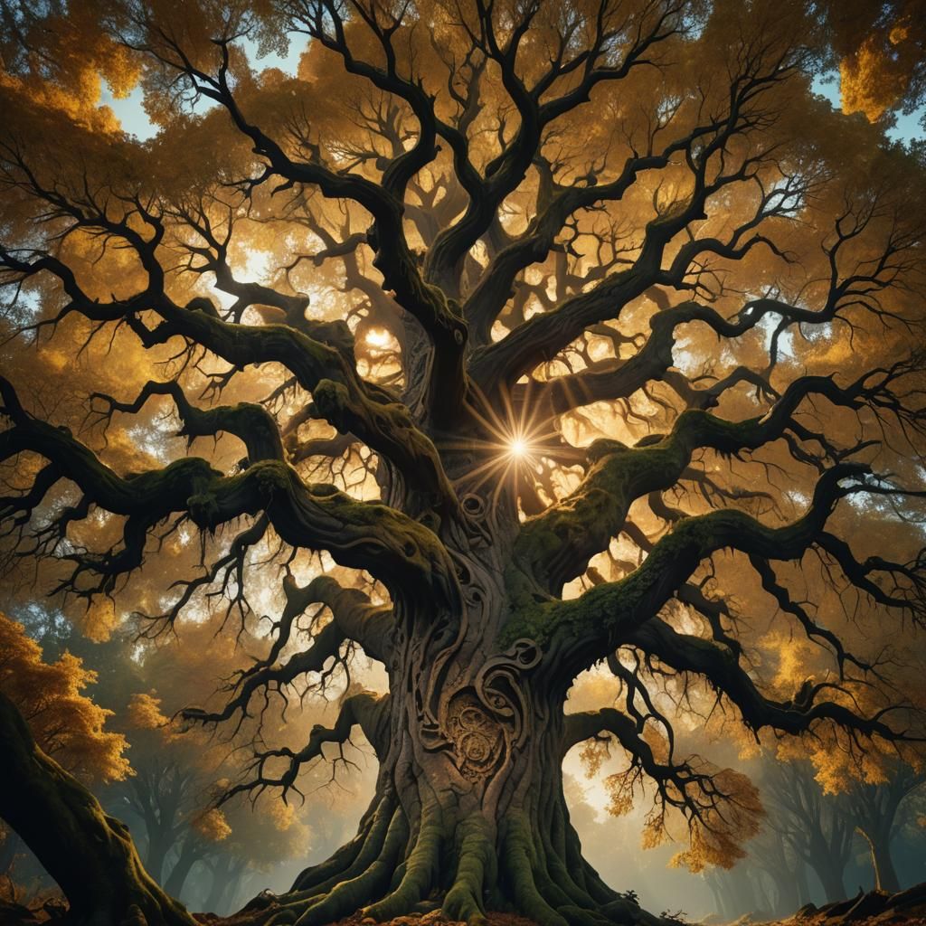 Majestic Ancient Tree in Mystical Forest: Cinematic Digital ...