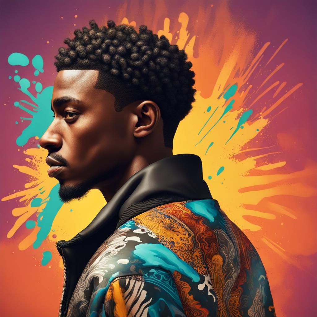 Young Black Man in African Print Bomber Jacket