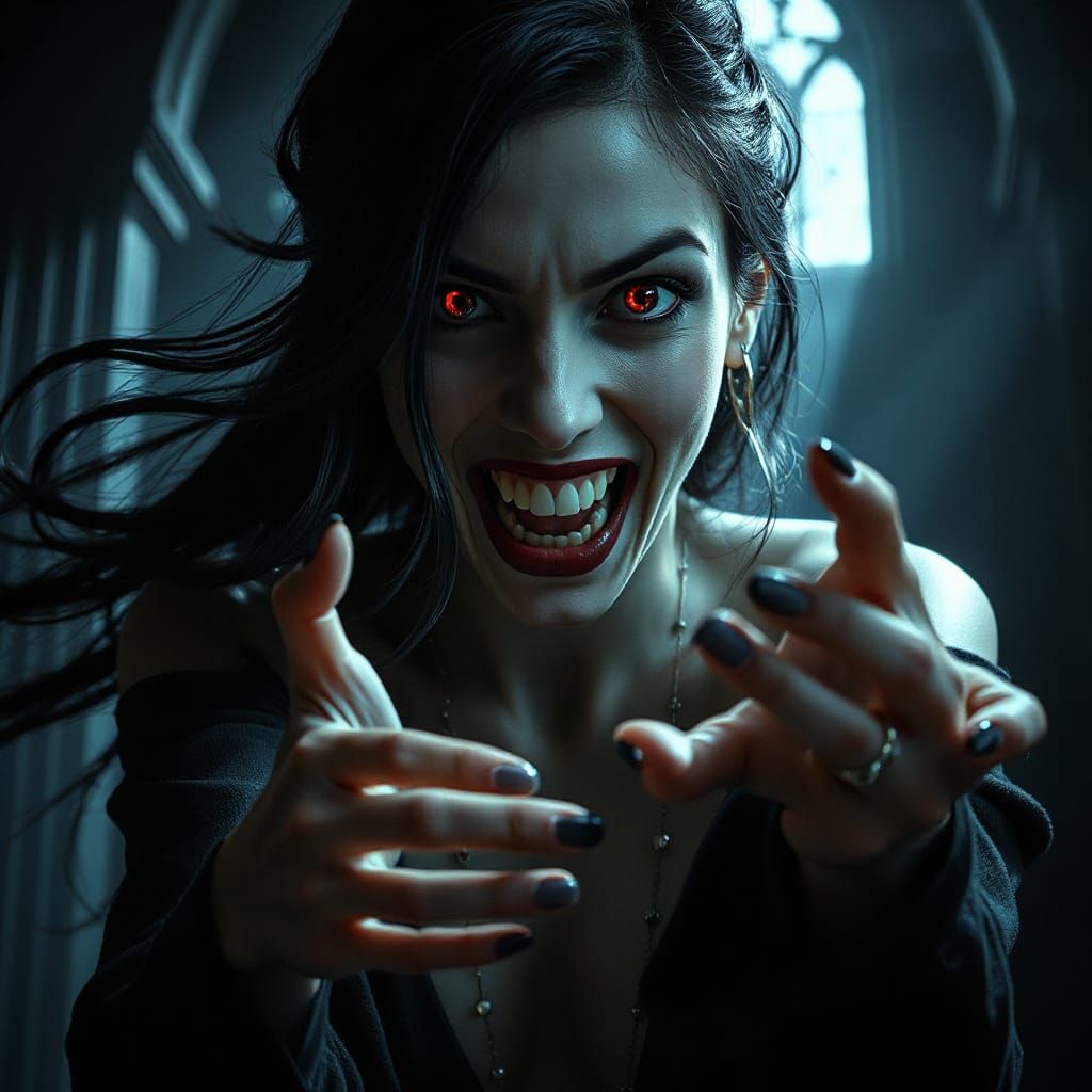 Vampire Woman in Gothic Castle Concept Art