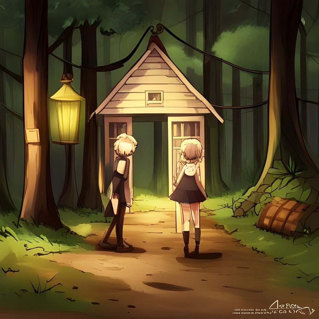 Enchanting Forest Love Shack in Anime Style