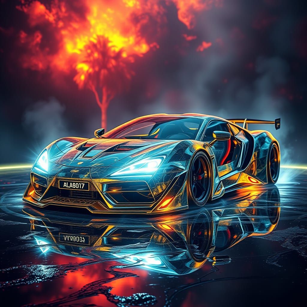 Intricate Glass Car Concept Art in 8K