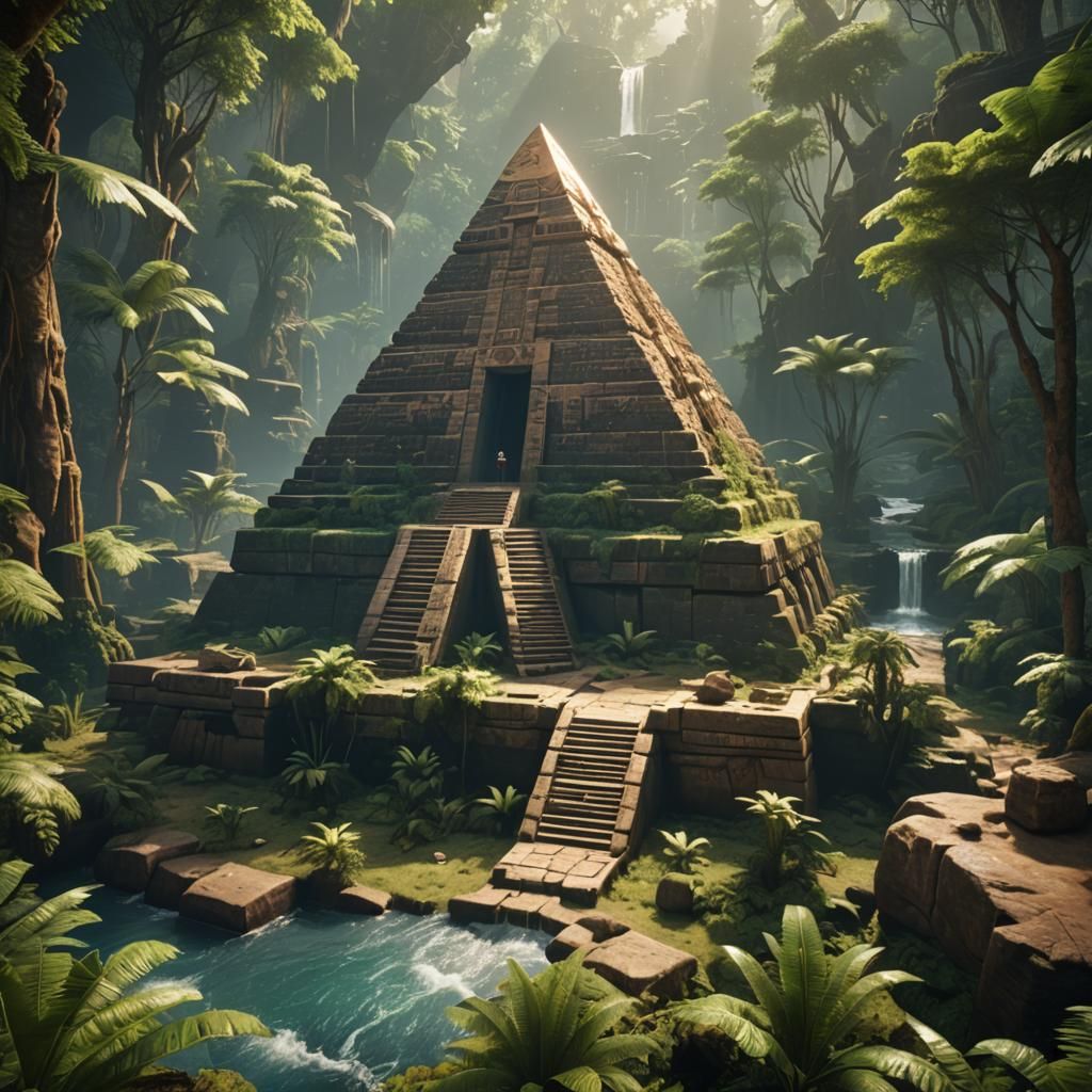Egyptian Pyramid in Primeval Forest: 3D Game Cinematic
