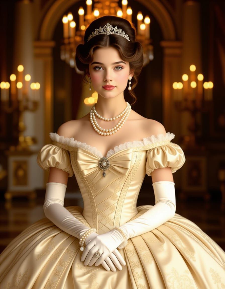 Elegant 19th Century Royal Portrait in Oil Painting Style