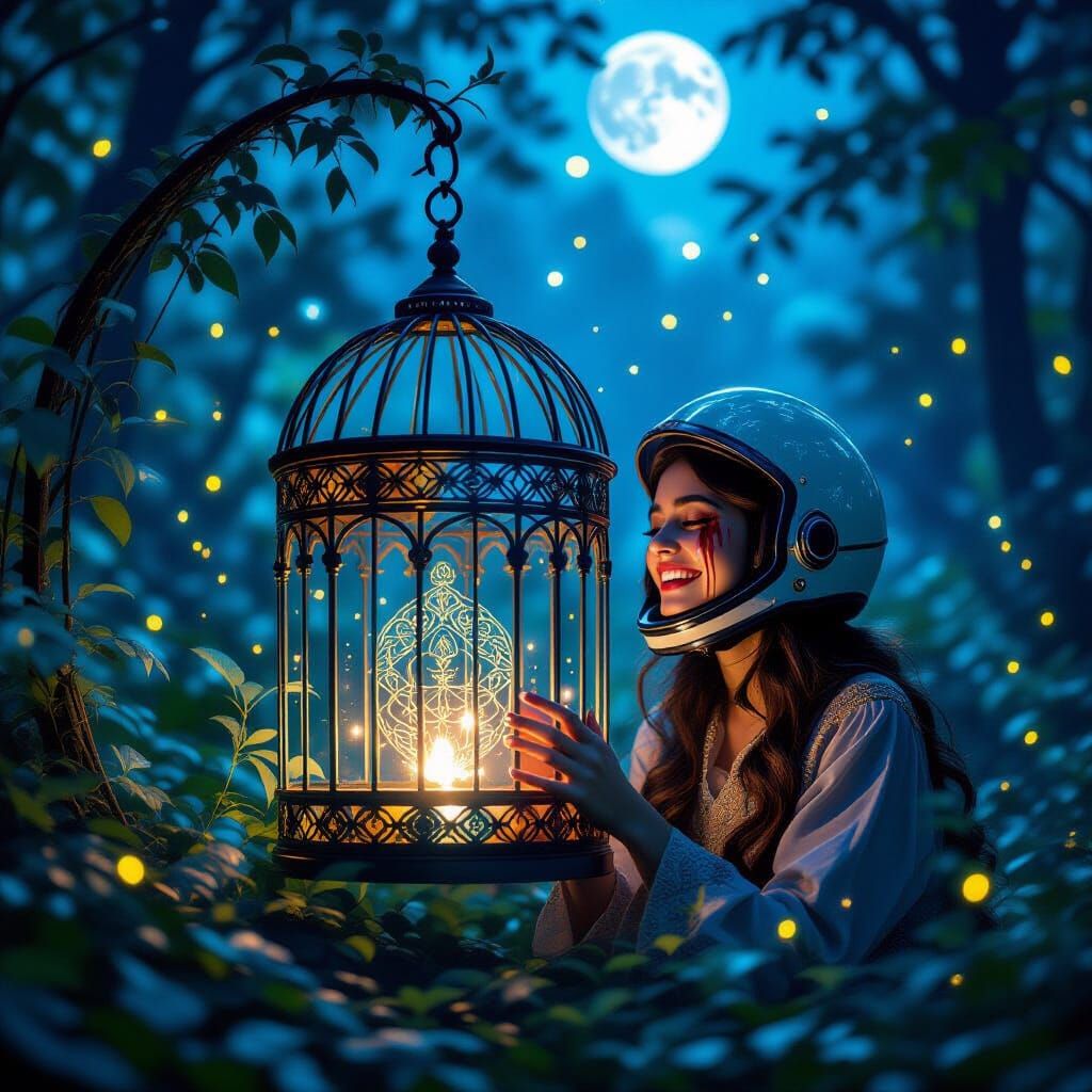 stained-glass bird cage