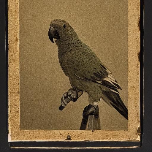 Parrot Smoking Cigar: Daguerreotype Documentary Portrait