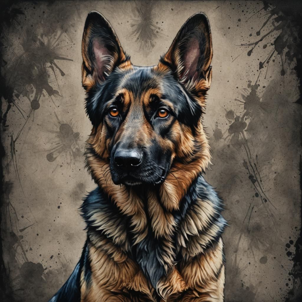 Detailed Charcoal Drawing of a German Shepherd