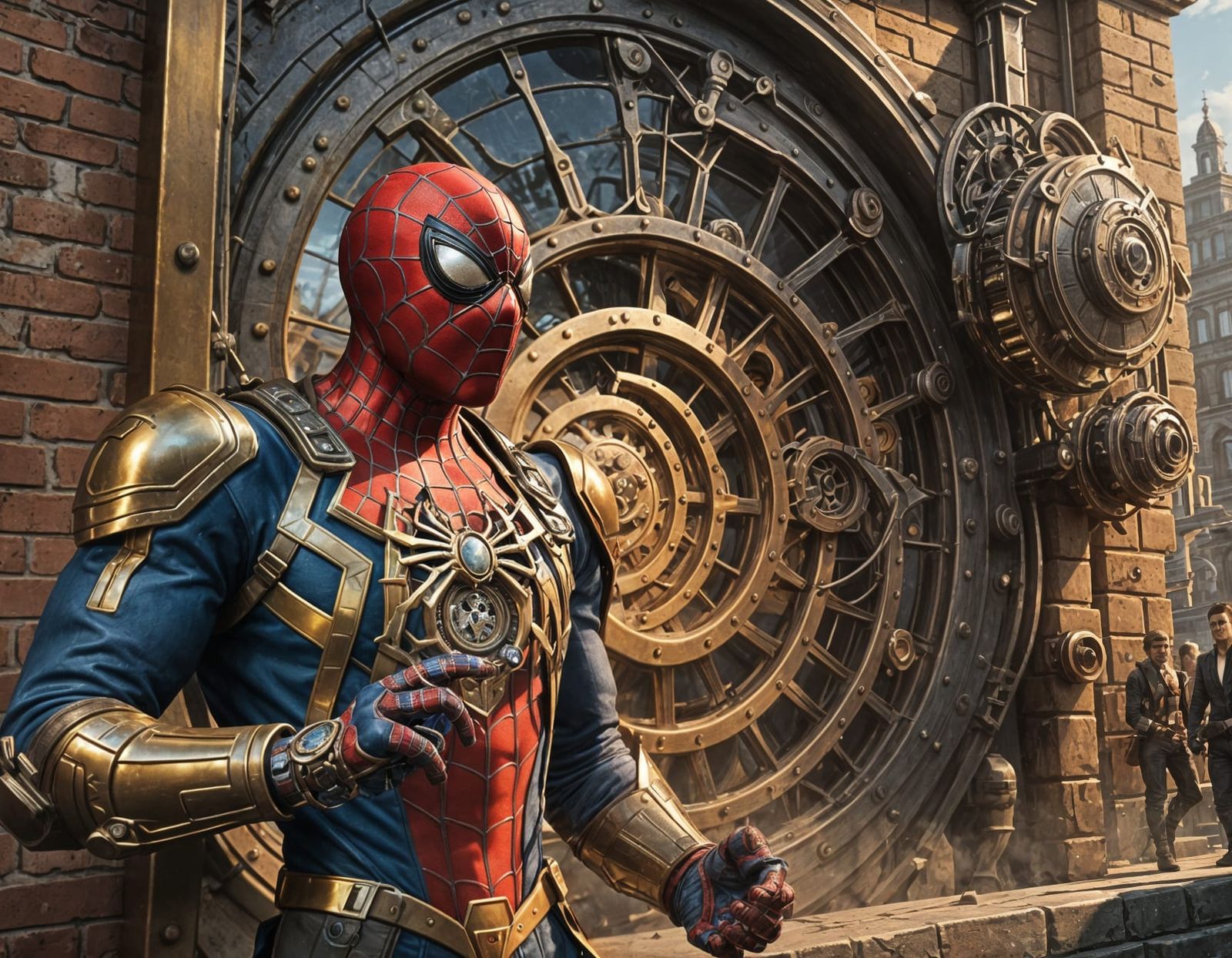 Spiderman Captures Bank Robber: Hyperrealistic Splash Art