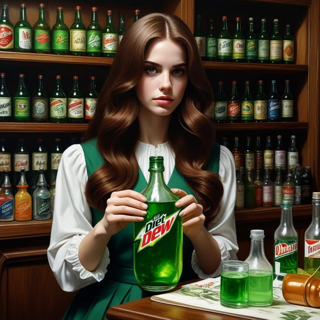 Lana Del Rey with Diet Mt. Dew Potion in Eldritch Watercolor...