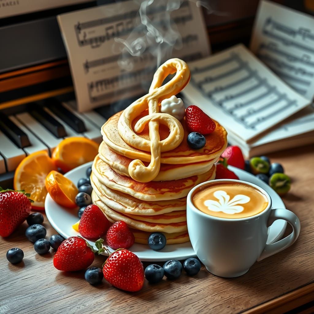 Artistic Breakfast with Musical Pancakes